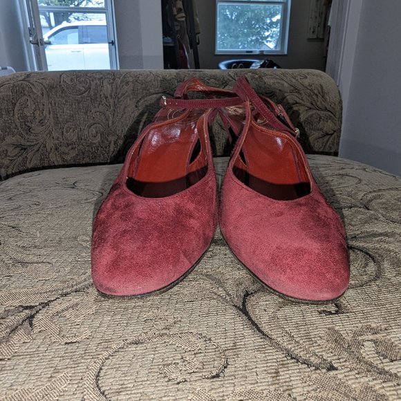 Authentic Red Suede Christian Dior Ankle Wrap Slingback 3'25 Heels - Picture 6 of 7